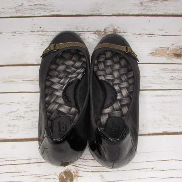 Born Black Leather Ballet Flats Bronze Strap 7 - Picture 3 of 8